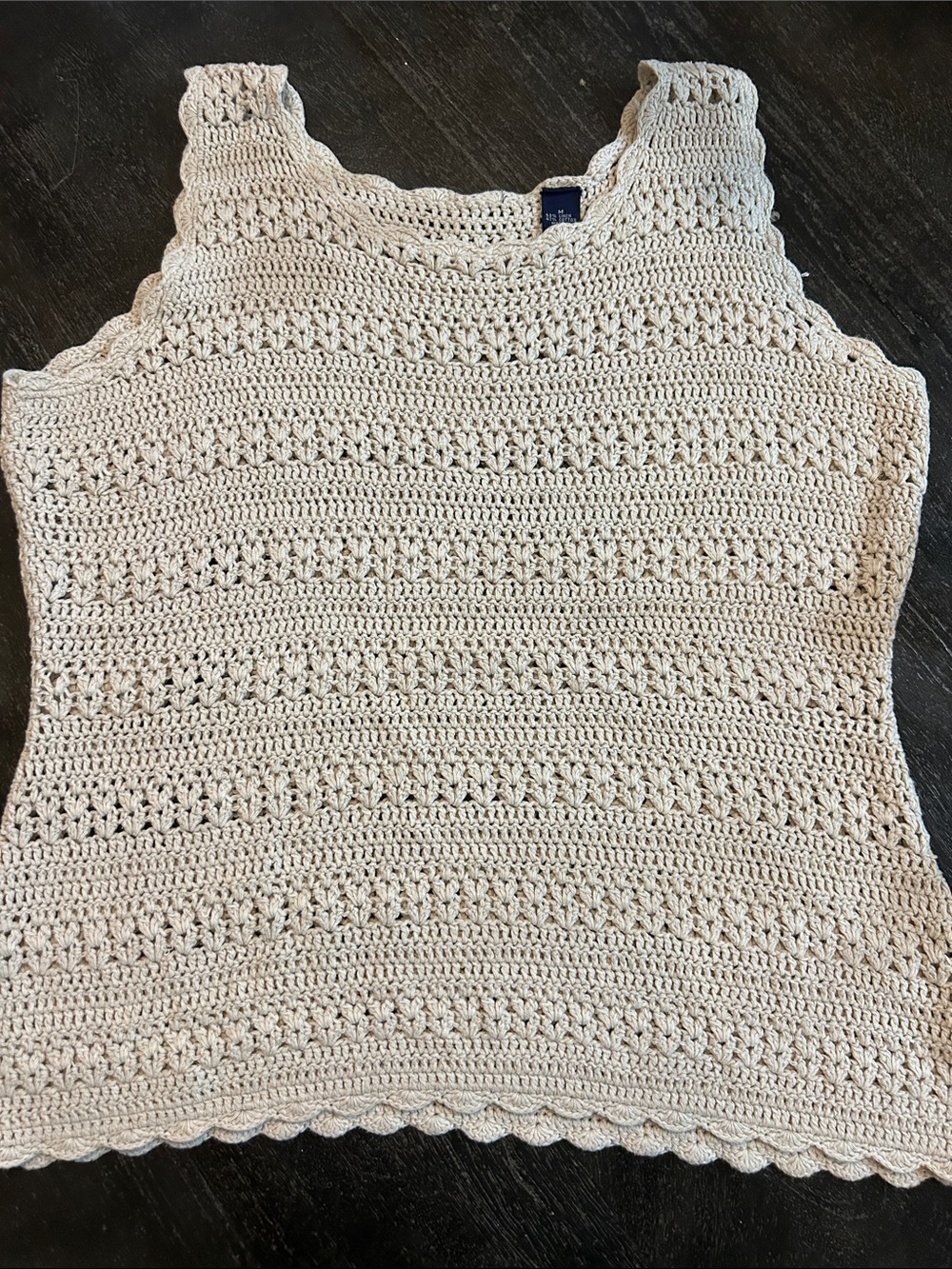 Source Unknown Crochet Tank Top in Natural Beige